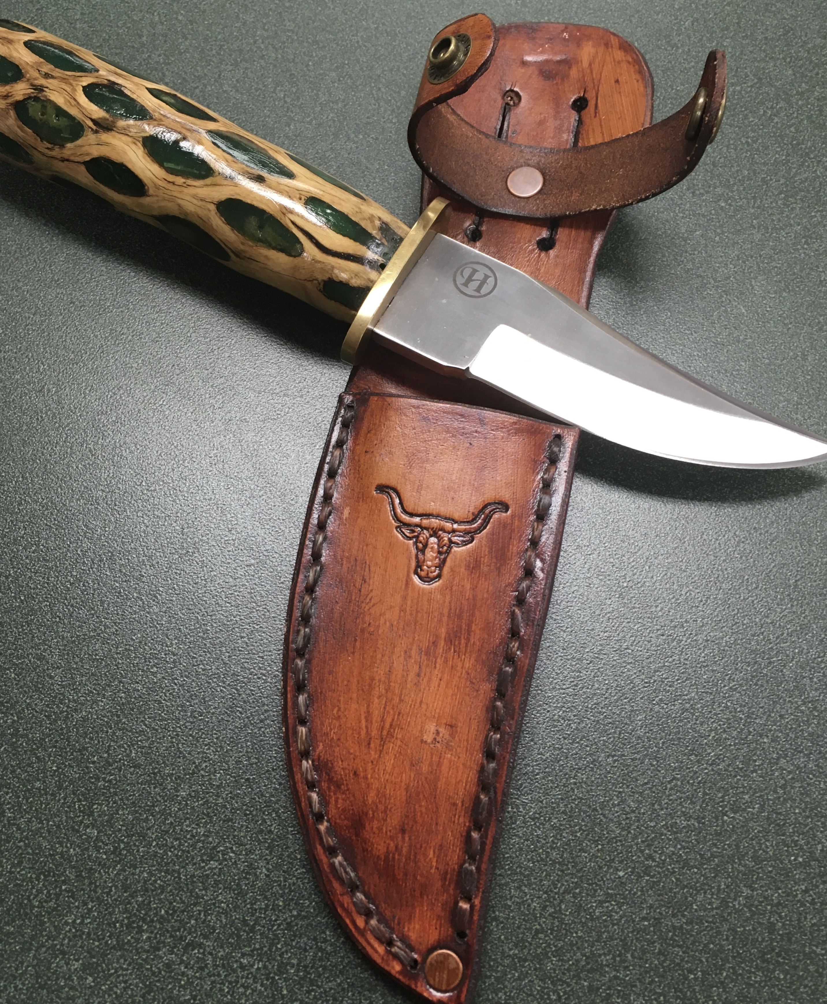 RKG Sports Green Wood Handle Hunting knife
