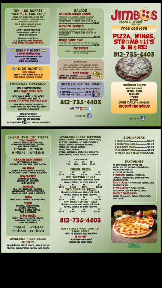 Jimbo's Pizza and Wings 20 Certificate